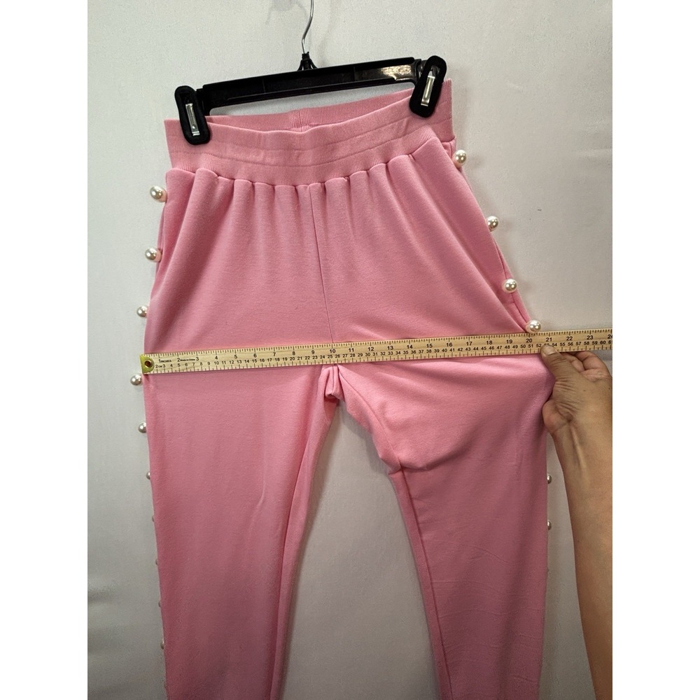 WHY DRESS Women’s Pink 2-Piece Knit Set Pearl Sweatshirt & Jogger Pants L - Picture 3 of 15
